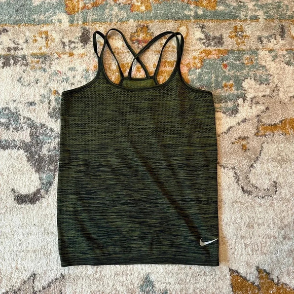 Nike Tops - Olive green marled Nike Dri-Fit activewear tank B-1